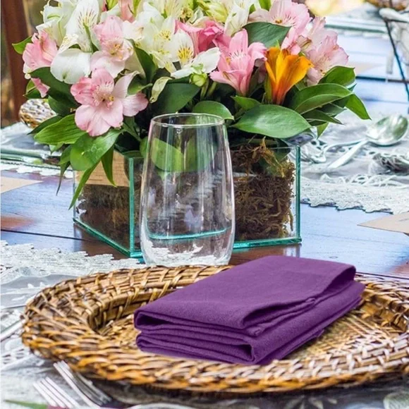 12 pcs - Purple Eggplant Napkins 20” x 20” Cotton and Satin Napkins - Picture 2 of 9
